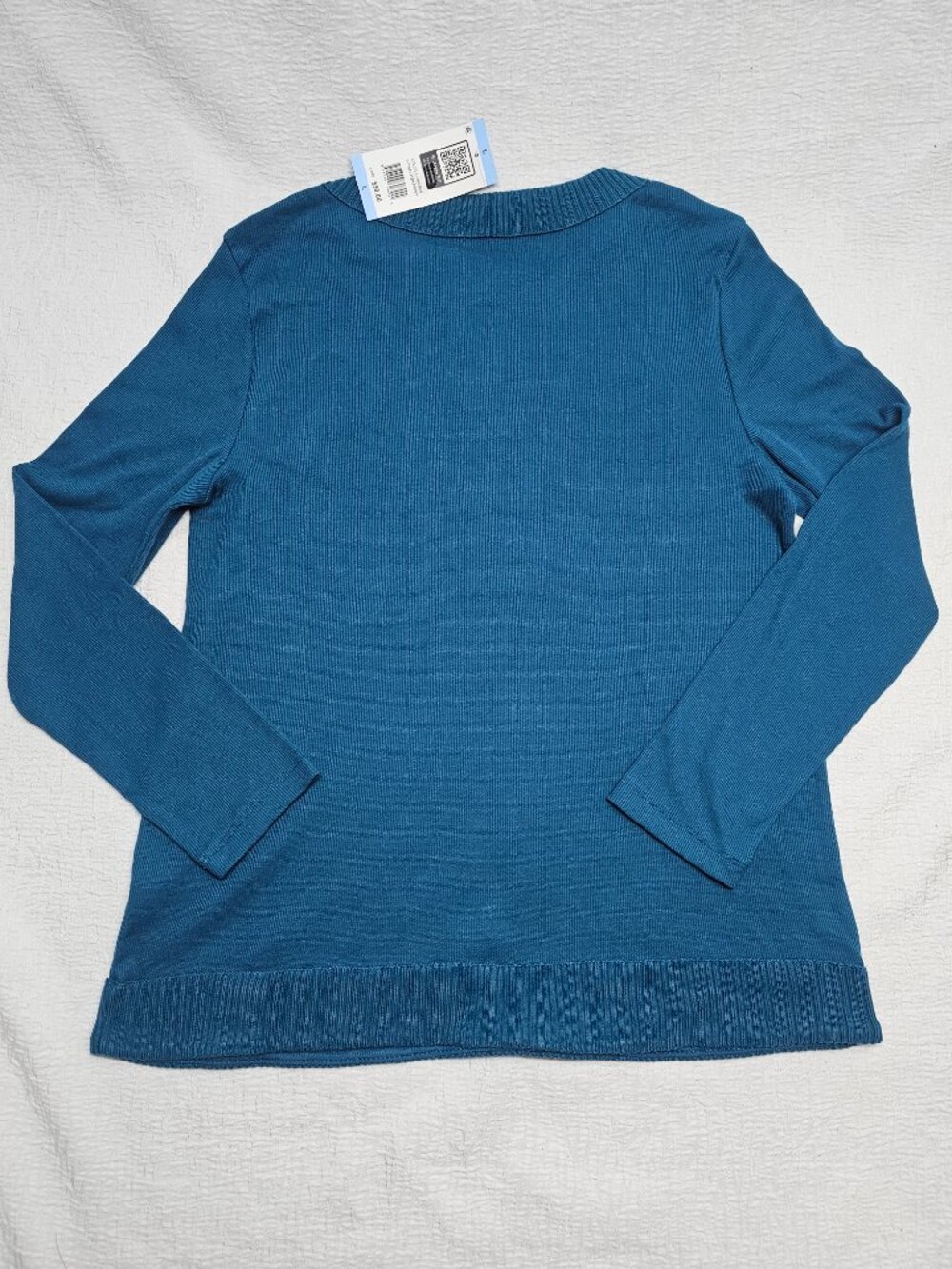 Rafaella Women's Long Sleeve V-Neck Top Color Lyons Blue Size L - Picture 7 of 7